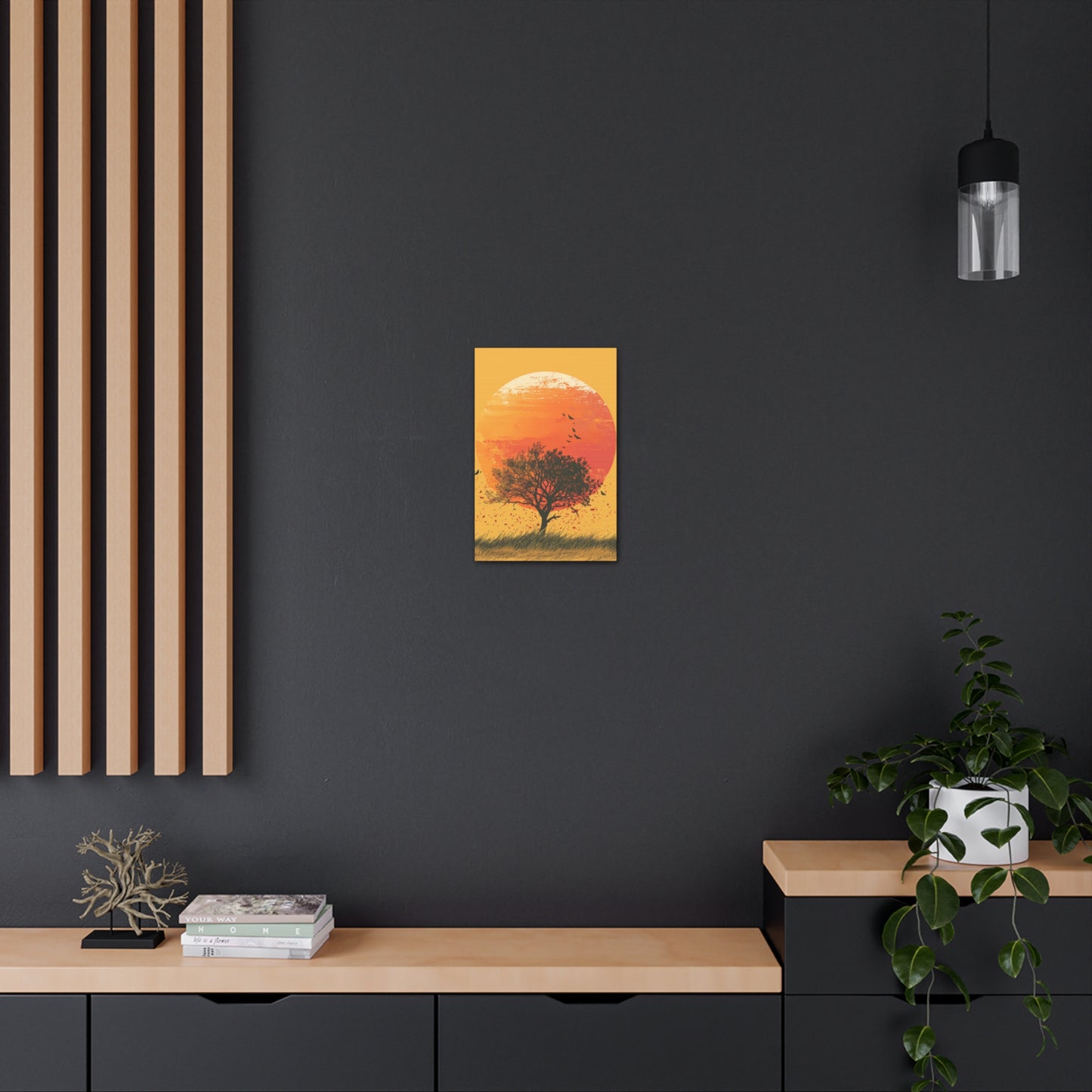 Tree in a Golden Sunset Digital Illustration Canvas Gallery Wraps