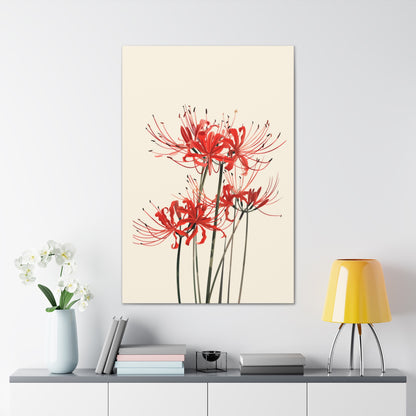 Red Spider Lily Flower Digital Illustration Canvas Gallery Wraps