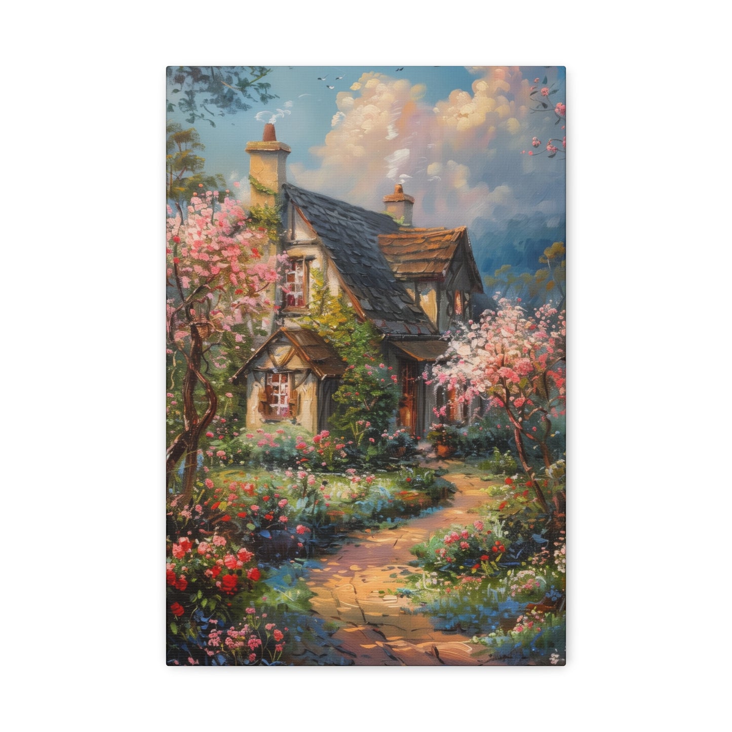 Countryside village house medieval times Digital Oil Painting Print Canvas Gallery Wraps