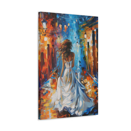 Bride in the Street - Leonid Afremov Style Digital Print Canvas Gallery Wraps