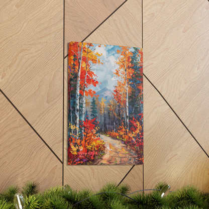 road through autumn forest - Leonid Afremov Style Digital Print Canvas Gallery Wraps