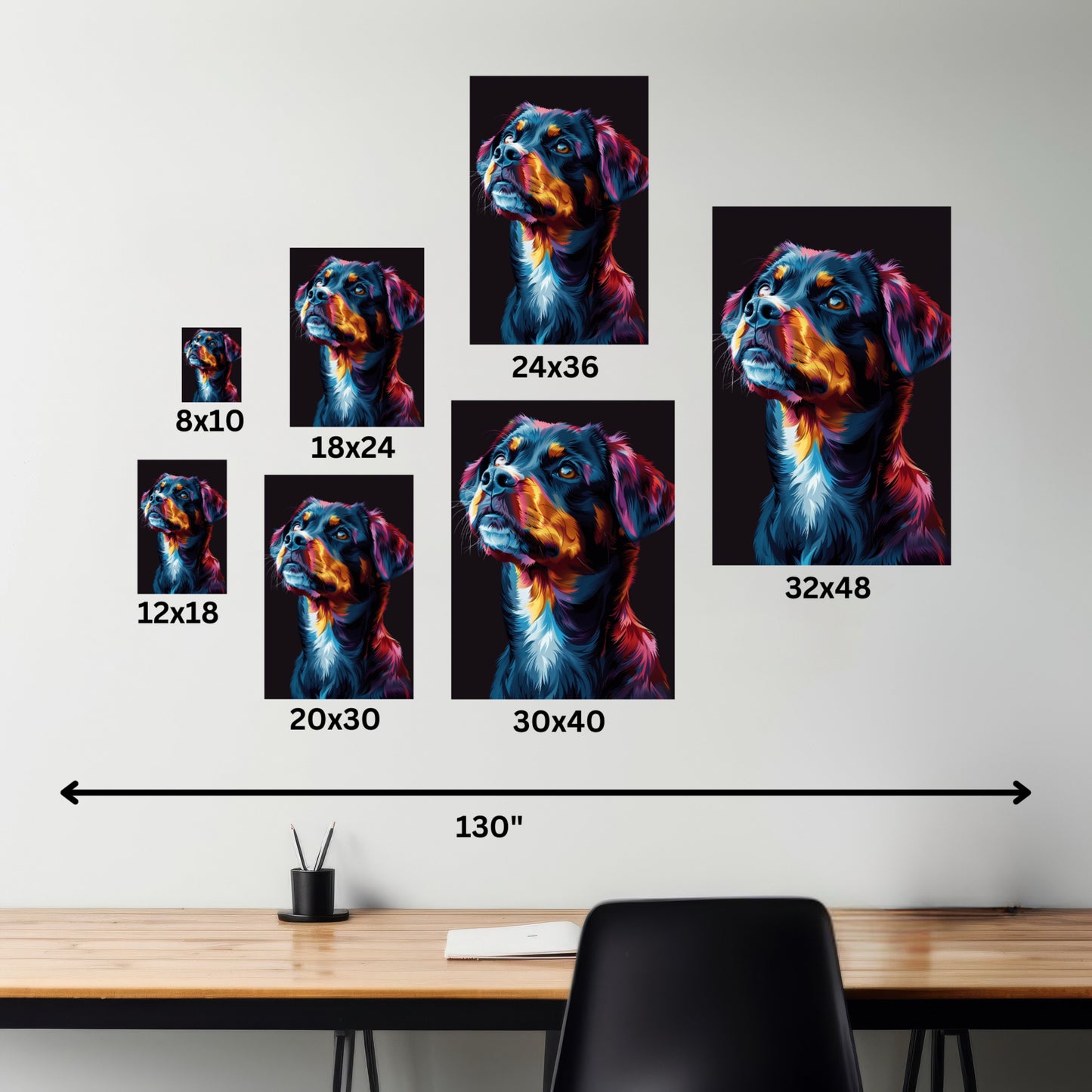 Black Labrador Dog - Abstract Illustration Canvas Gallery Wraps