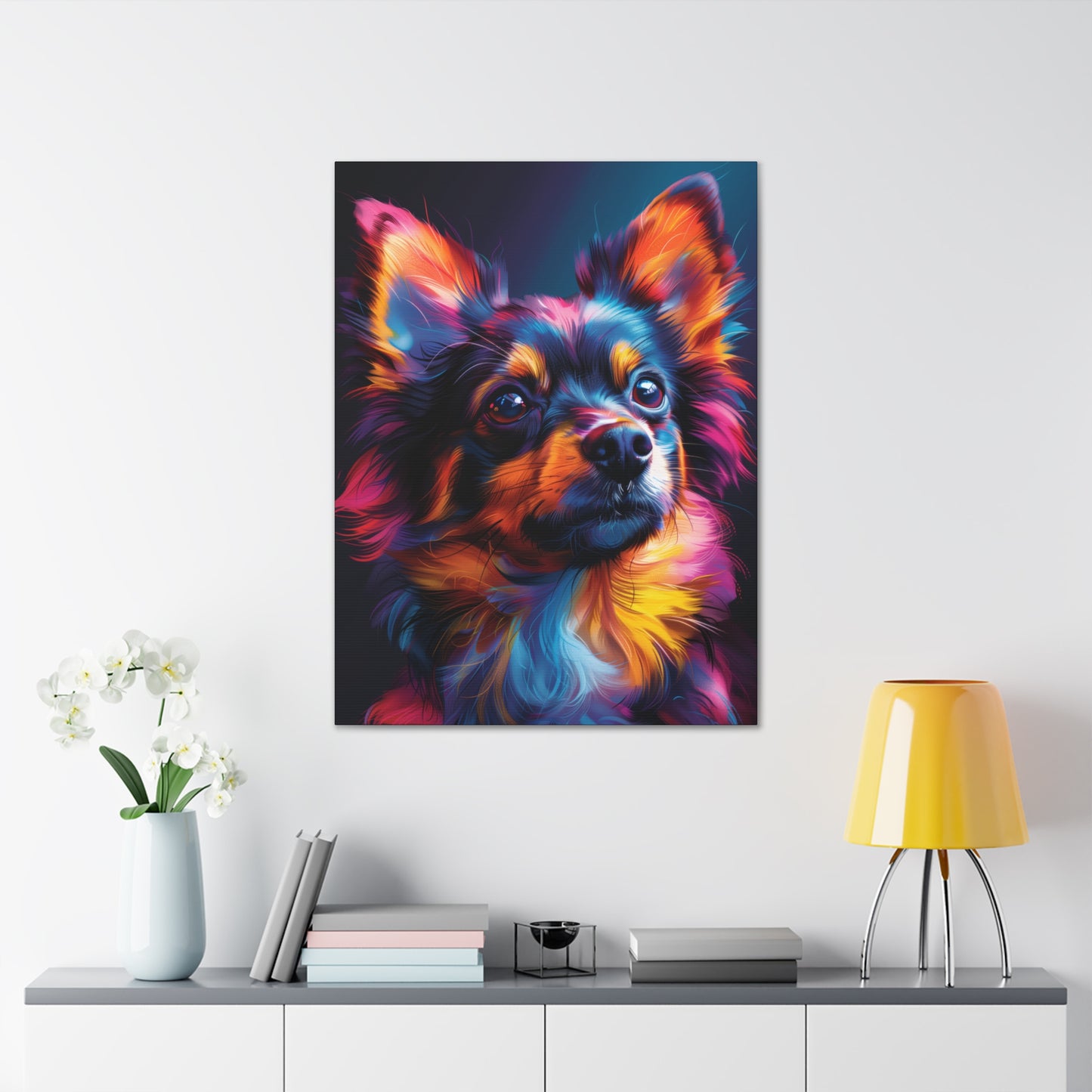 Papillon Dog - Abstract Illustration Canvas Gallery Wraps