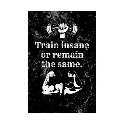 Train Insane or Remain the Same: Motivational Gym Poster - Digital Illustration Matte Vertical Poster