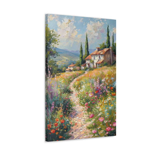 countryside house with garden in medieval times Digital Oil Painting Print Canvas Gallery Wraps