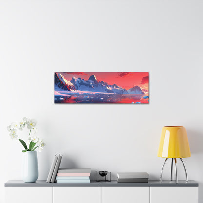 Sunset in Antarctica - Landscape Illustration Panorama Canvas Gallery Wraps