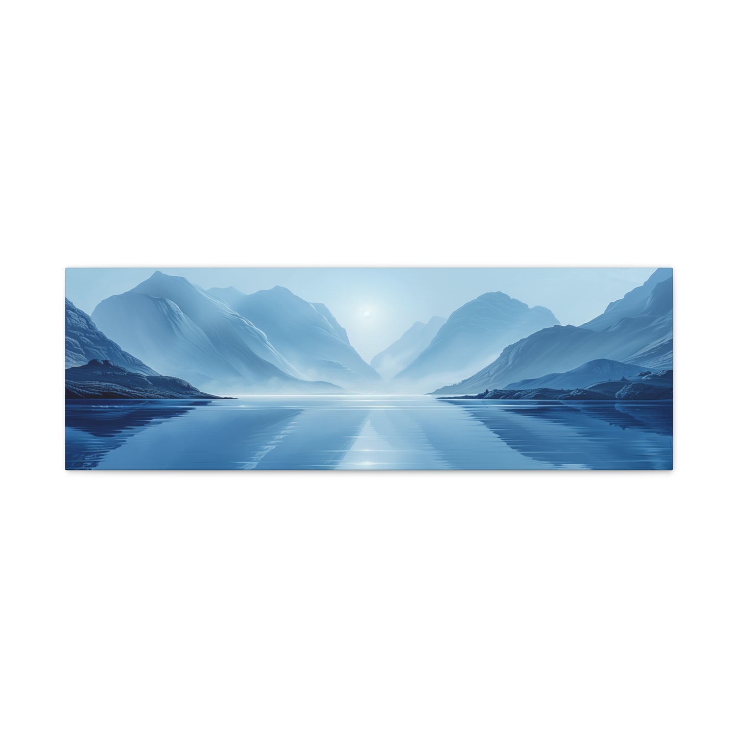 Lake Landscape with Mountains - Morning Mist Panorama Canvas Gallery Wraps