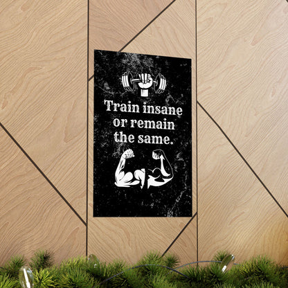 Train Insane or Remain the Same: Motivational Gym Poster - Digital Illustration Matte Vertical Poster