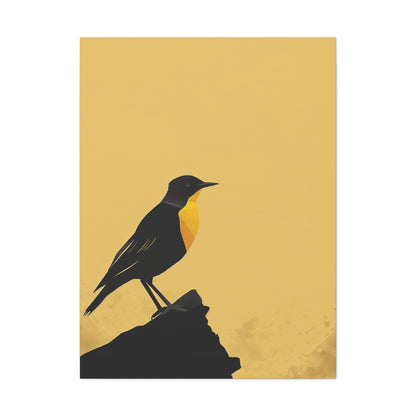 Bird Sitting on a Rock Digital Illustration Canvas Gallery Wraps