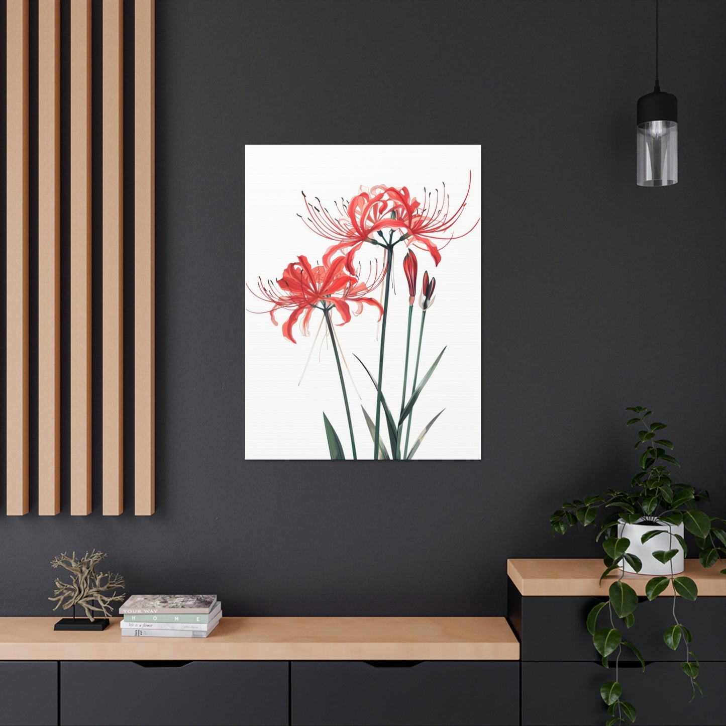 Red Spider Lily Flower Digital Illustration Canvas Gallery Wraps