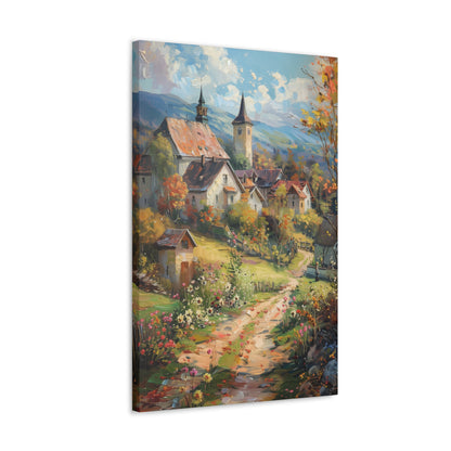 European country side in medieval times whimsical Digital Oil Painting Print Canvas Gallery Wraps