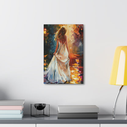 Beautiful Bride in Street - Leonid Afremov Style Digital Print Canvas Gallery Wraps