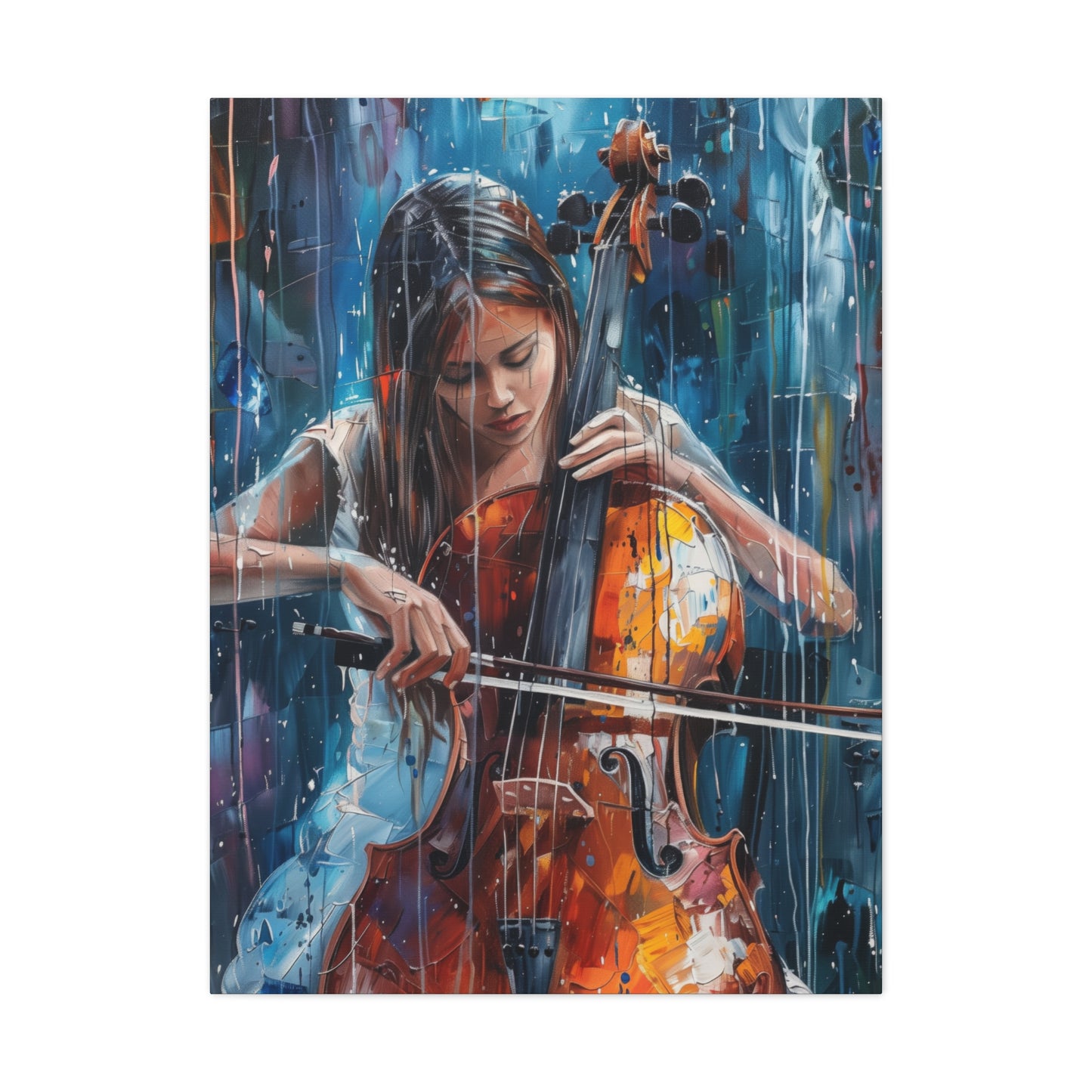 Girl Playing Guitar - Digital Oil Painting Canvas Gallery Wraps