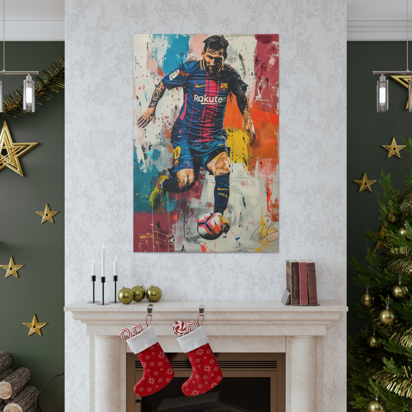 Lionel Messi - Abstract Digital Painting Canvas Gallery Wraps