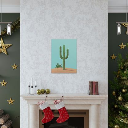 Saguaro Cactus in Desert - Illustration Canvas Gallery Wraps