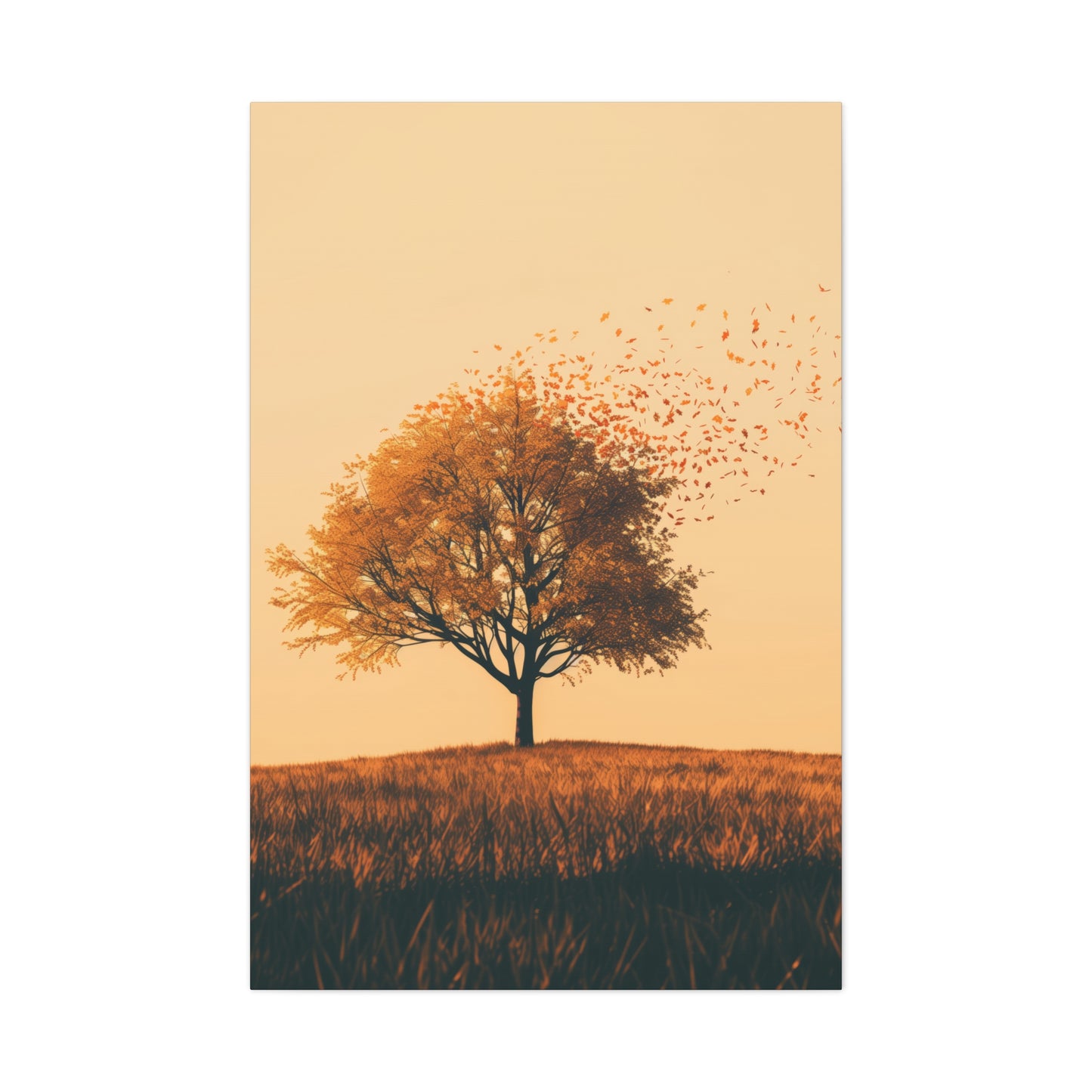 Tree in a Golden Sunset Digital Illustration Canvas Gallery Wraps