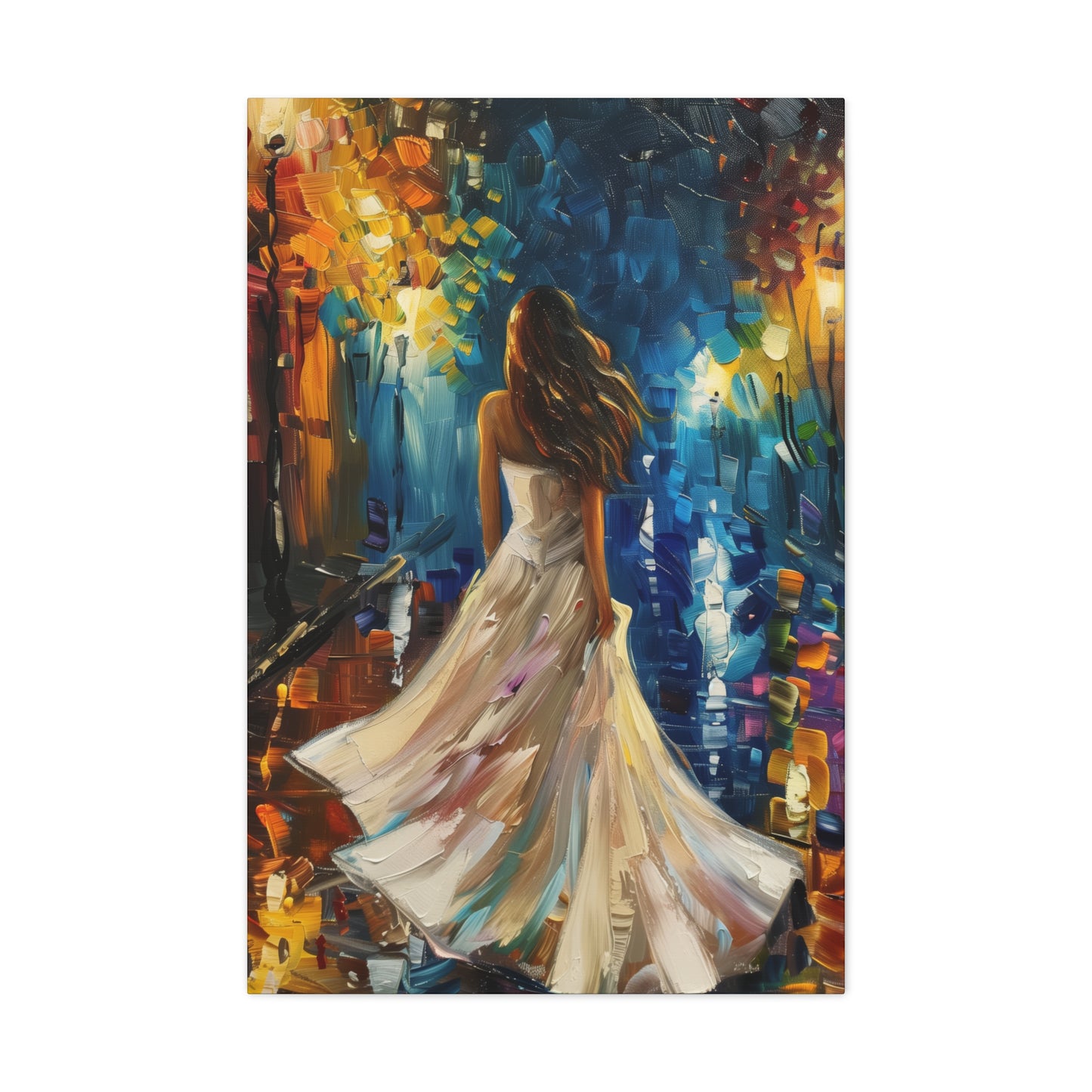 bride walking in the streets - Leonid Afremov Style Digital Print Canvas Gallery Wraps