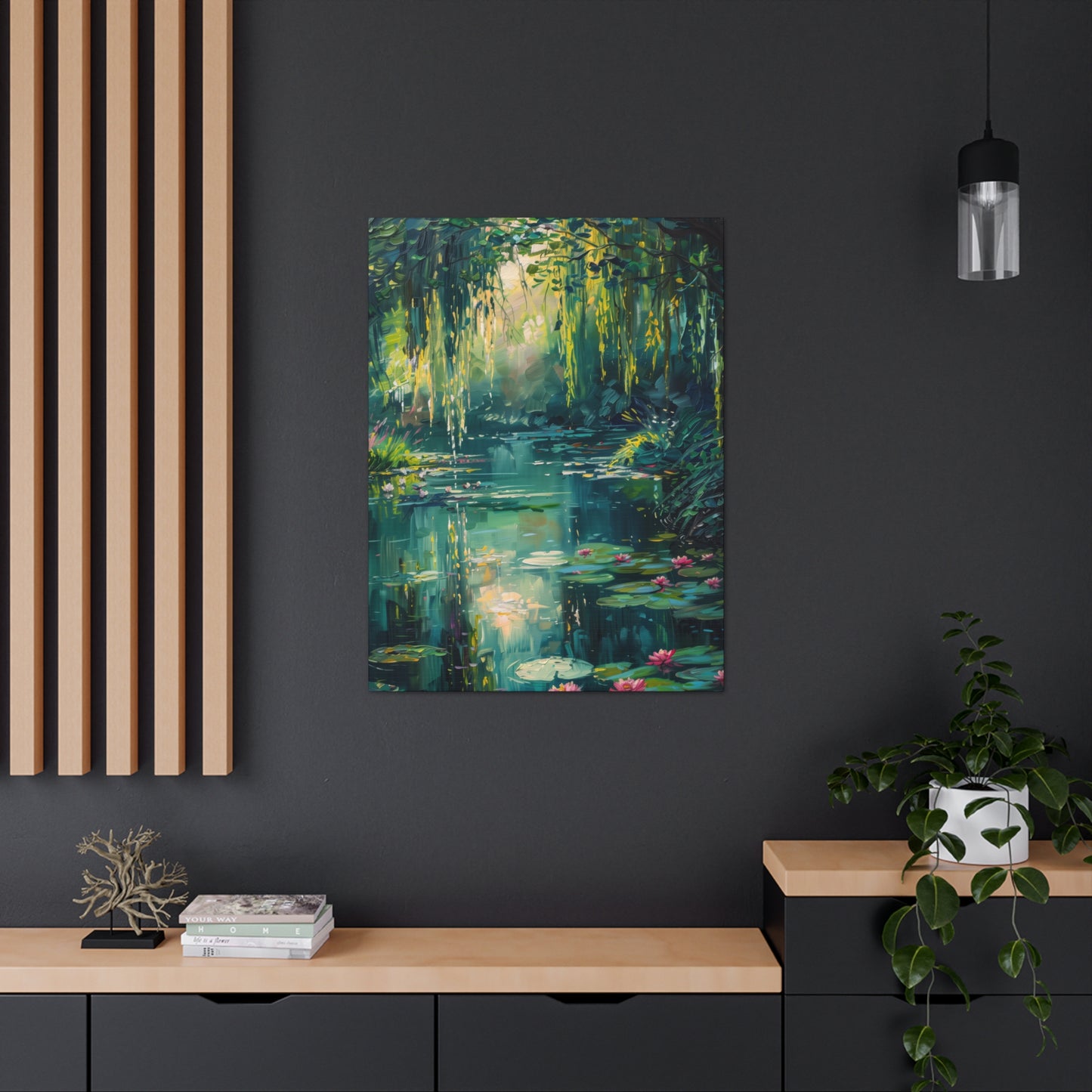 Pond in a Forest - Claude Monet Style Digital Print Canvas Gallery Wraps