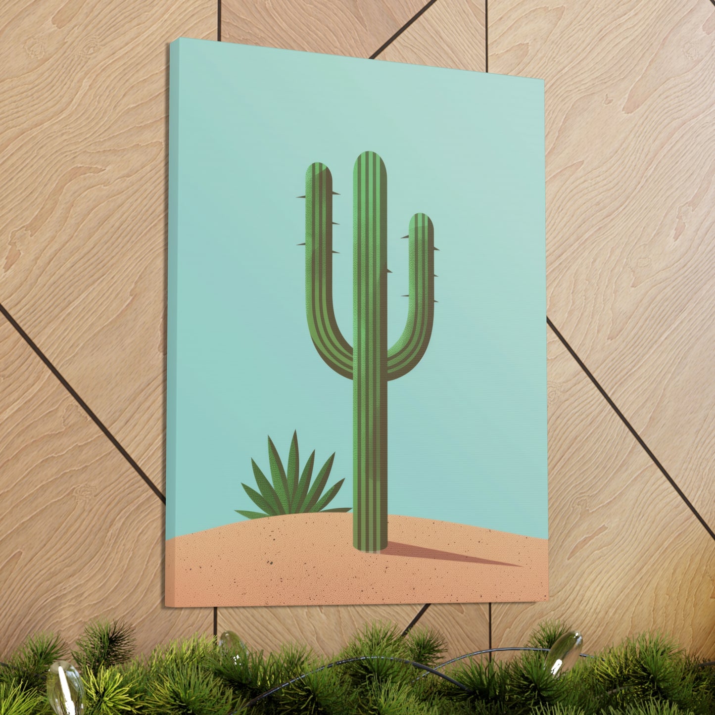 Saguaro Cactus in Desert - Illustration Canvas Gallery Wraps