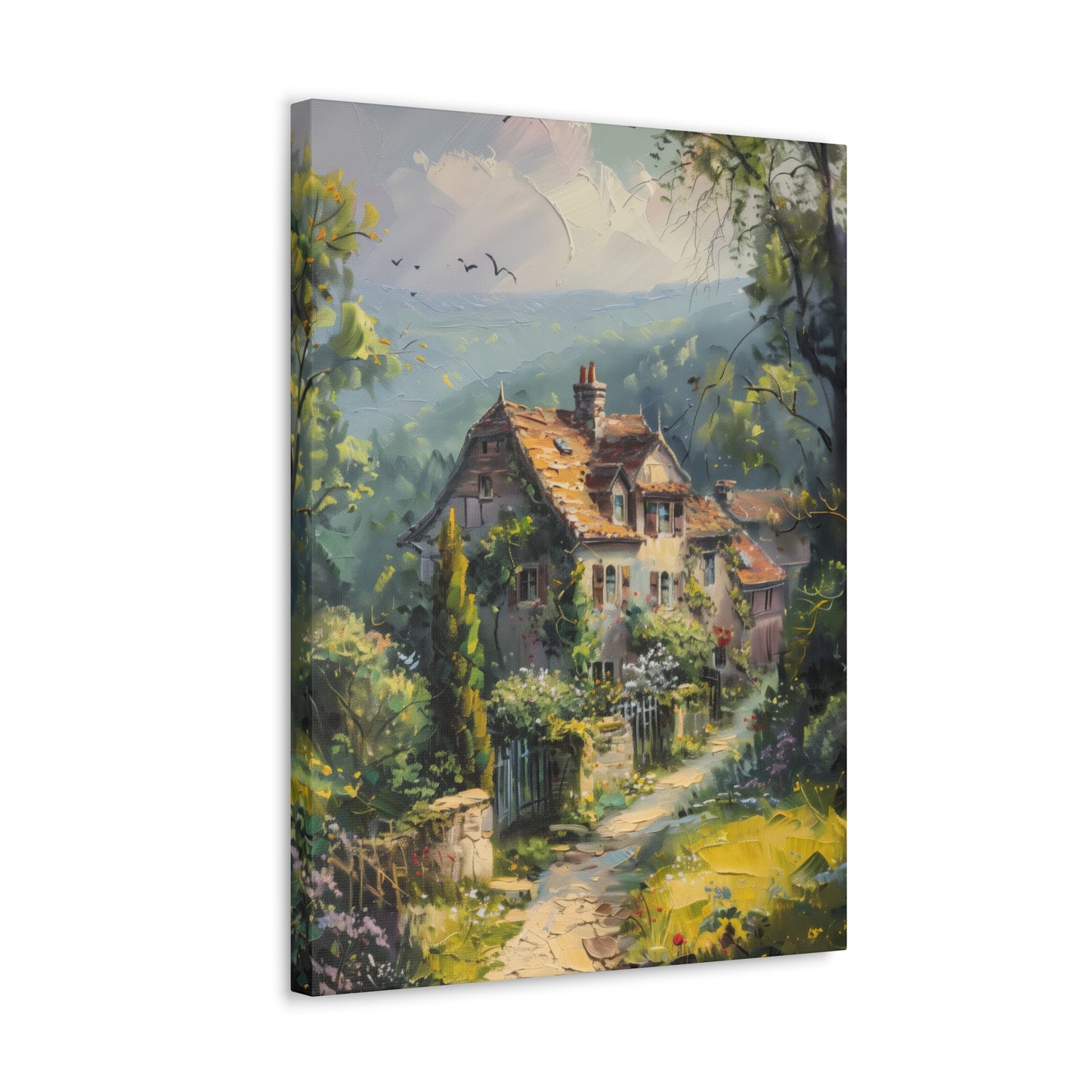 old house in countryside vintage Digital Oil Painting Print Canvas Gallery Wraps