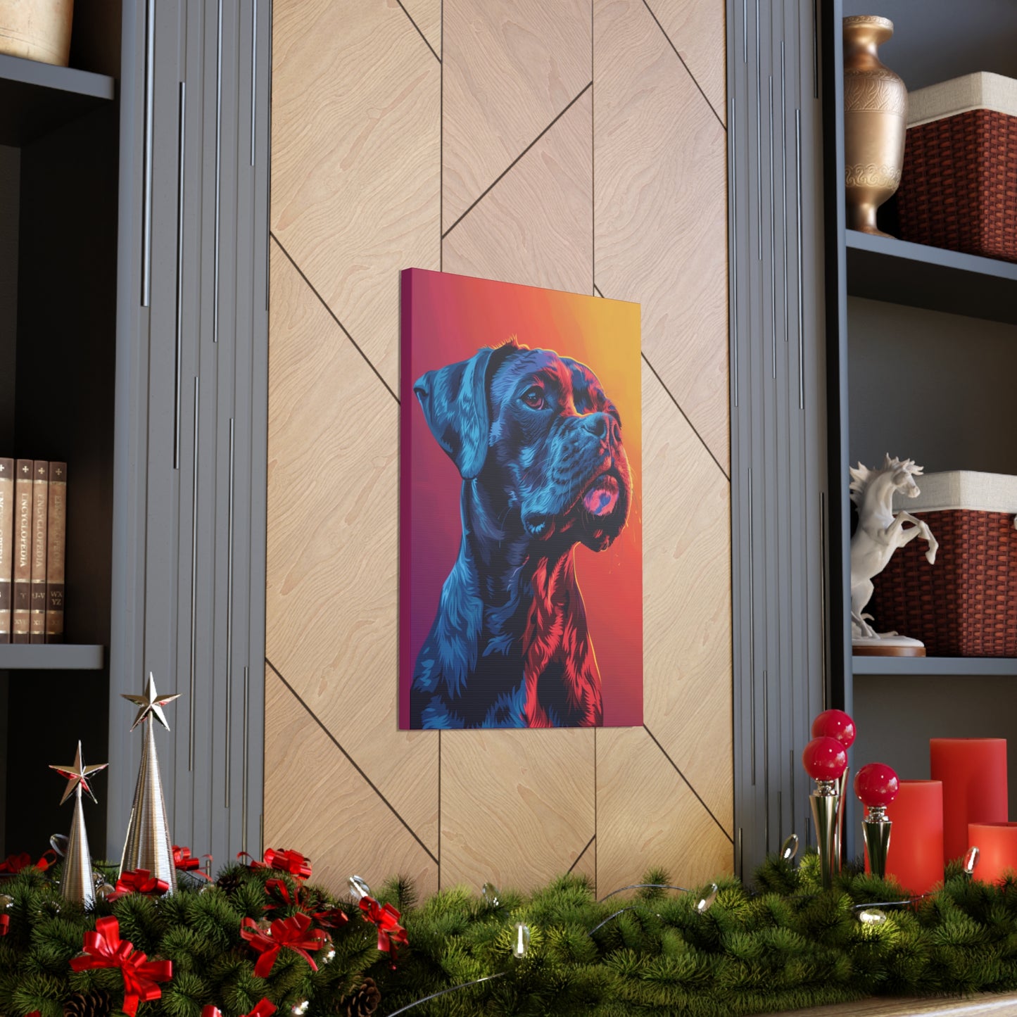 American Pit Bull Terrier Dog - Abstract Illustration Canvas Gallery Wraps