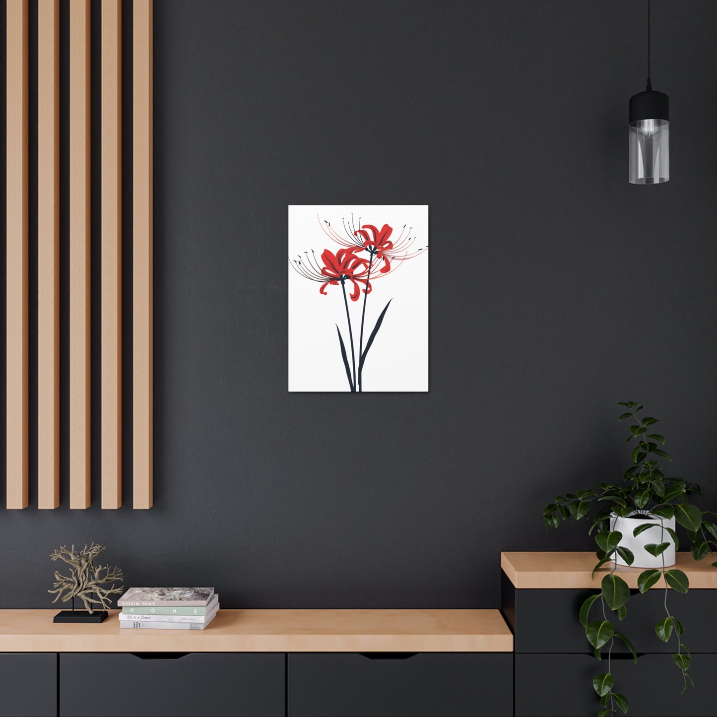 Red Spider Lily Flower Digital Illustration Canvas Gallery Wraps