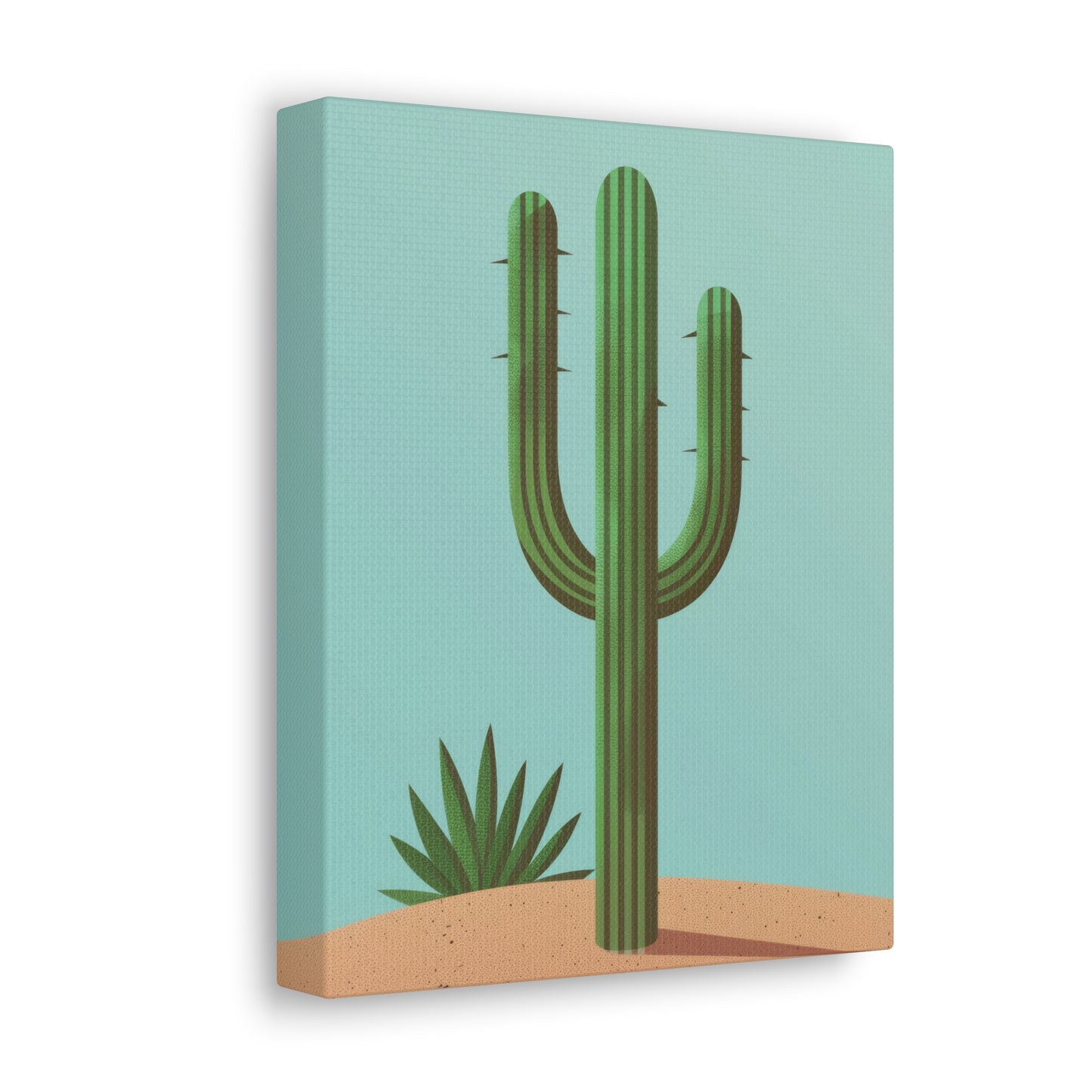 Saguaro Cactus in Desert - Illustration Canvas Gallery Wraps