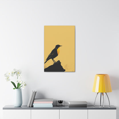 Bird Sitting on a Rock Digital Illustration Canvas Gallery Wraps