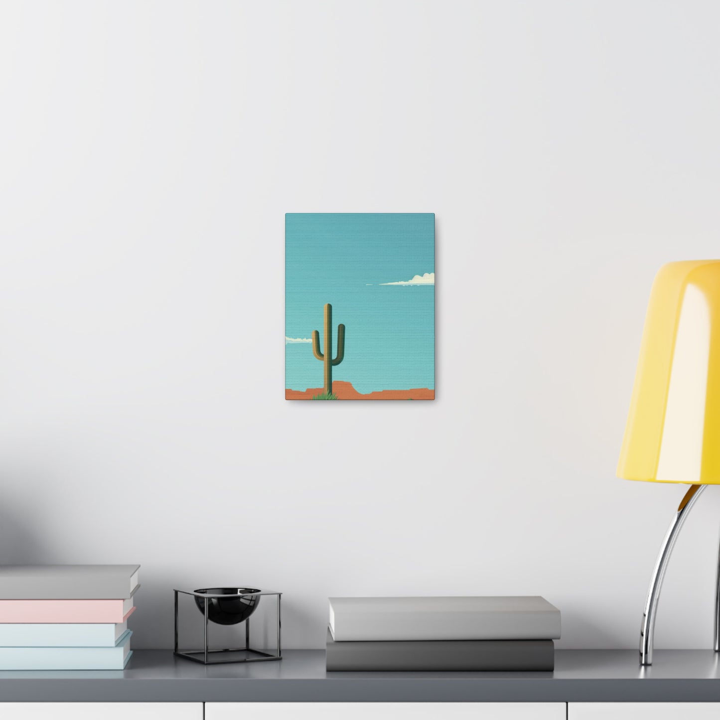 Saguaro Cactus in Desert - Illustration Canvas Gallery Wraps