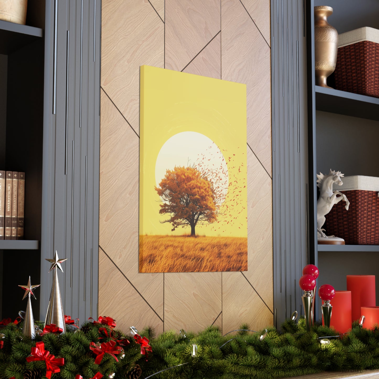 Tree in a Golden Sunset Digital Illustration Canvas Gallery Wraps