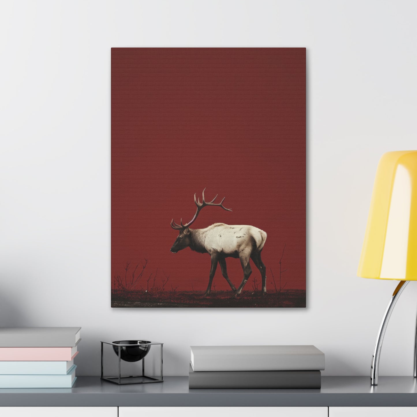 Moose with Antlers Digital Illustration Canvas Gallery Wraps