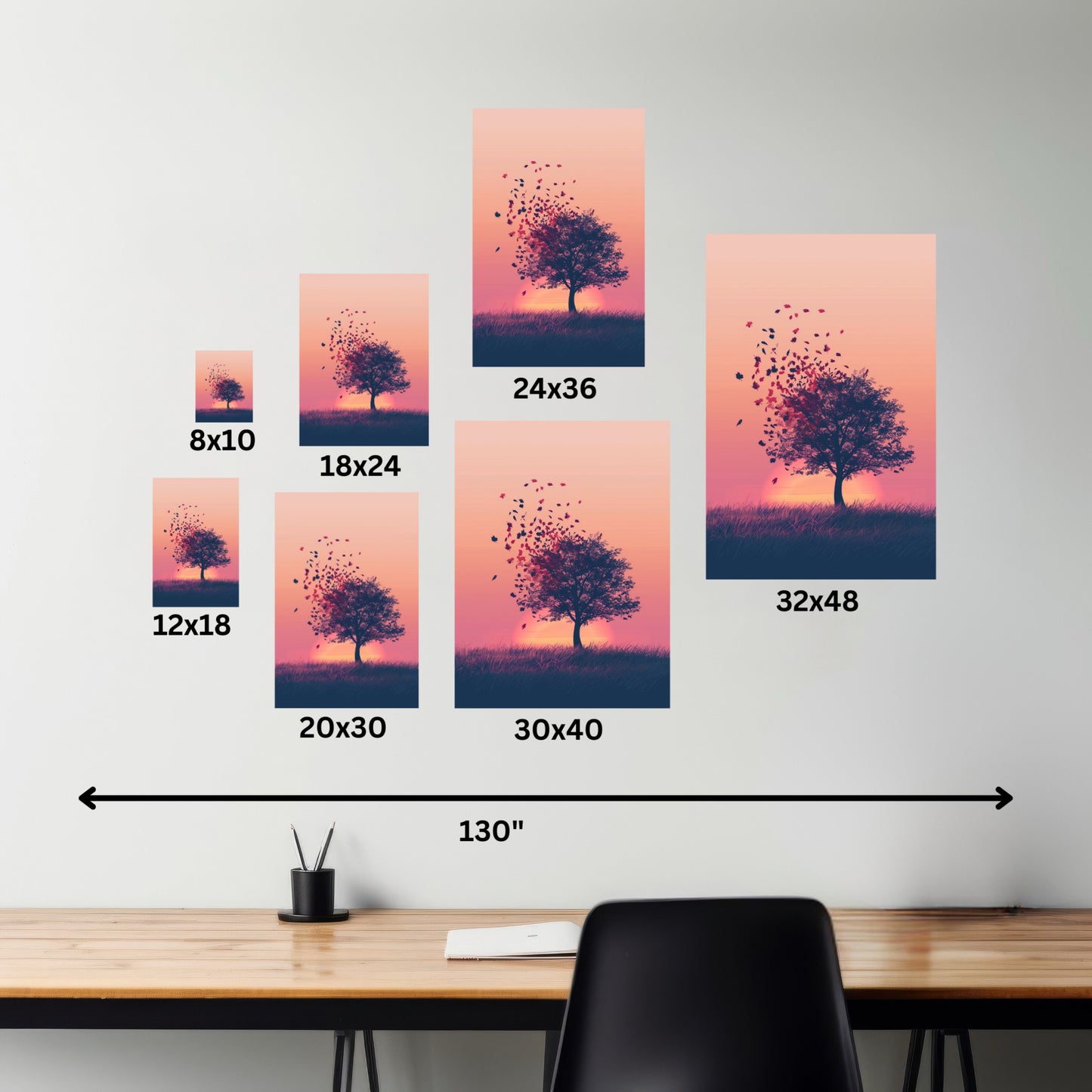 Tree in a Golden Sunset Digital Illustration Canvas Gallery Wraps