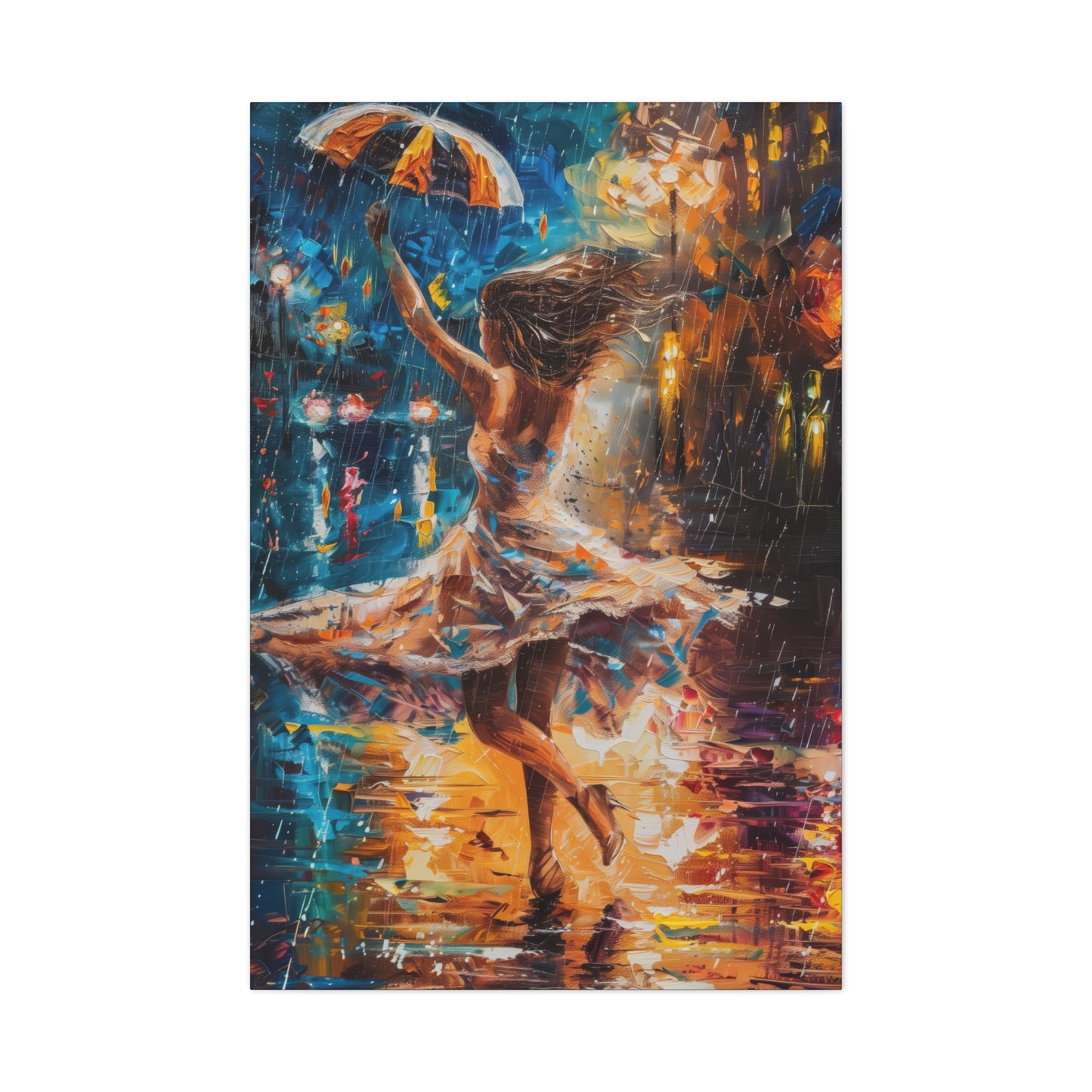 Dancing in the Rain - Leonid Afremov Style Digital Print Canvas Gallery Wraps