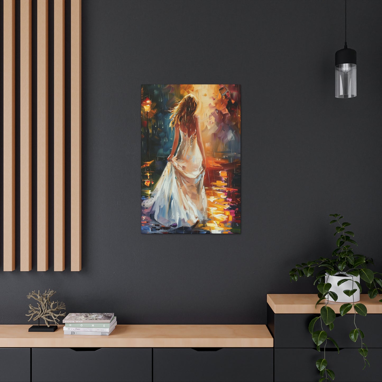 Beautiful Bride in Street - Leonid Afremov Style Digital Print Canvas Gallery Wraps