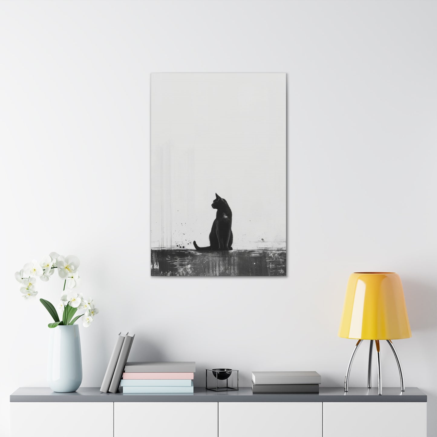 Black Cat Digital Illustration Canvas Gallery Wraps