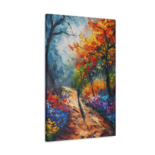 Person Running Through Autumn Forest - Leonid Afremov Oil Painting Canvas Gallery Wraps