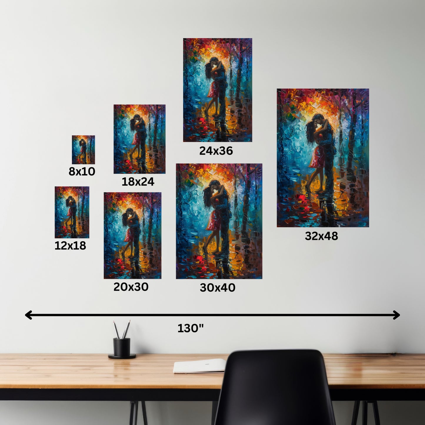 Couple - Leonid Afremov Style Digital Oil Painting Canvas Gallery Wraps