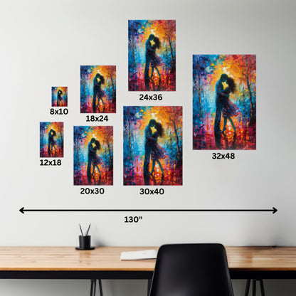 Couple - Leonid Afremov Style Digital Oil Painting Canvas Gallery Wraps