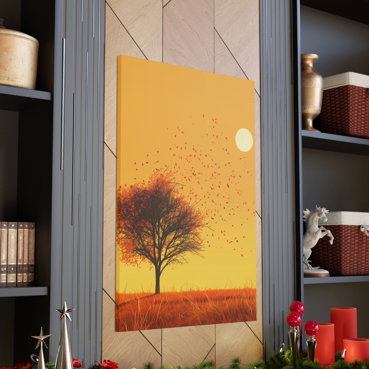 Tree in a Golden Sunset Digital Illustration Canvas Gallery Wraps