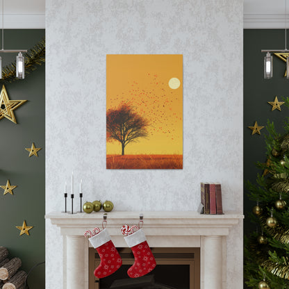 Tree in a Golden Sunset Digital Illustration Canvas Gallery Wraps