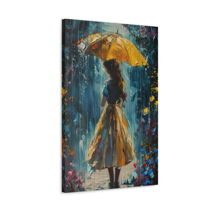 girl with an umbrella in rain - Leonid Afremov Style Digital Print Canvas Gallery Wraps