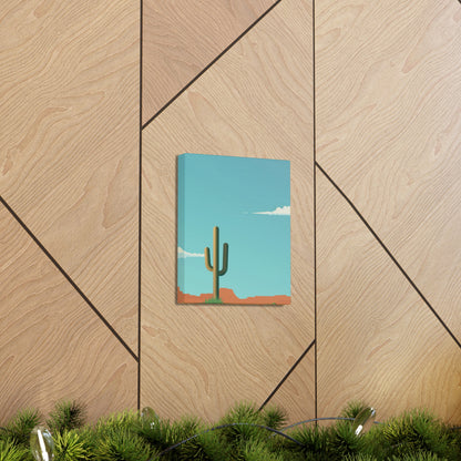 Saguaro Cactus in Desert - Illustration Canvas Gallery Wraps