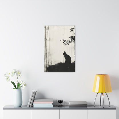 Black Cat Digital Illustration Canvas Gallery Wraps