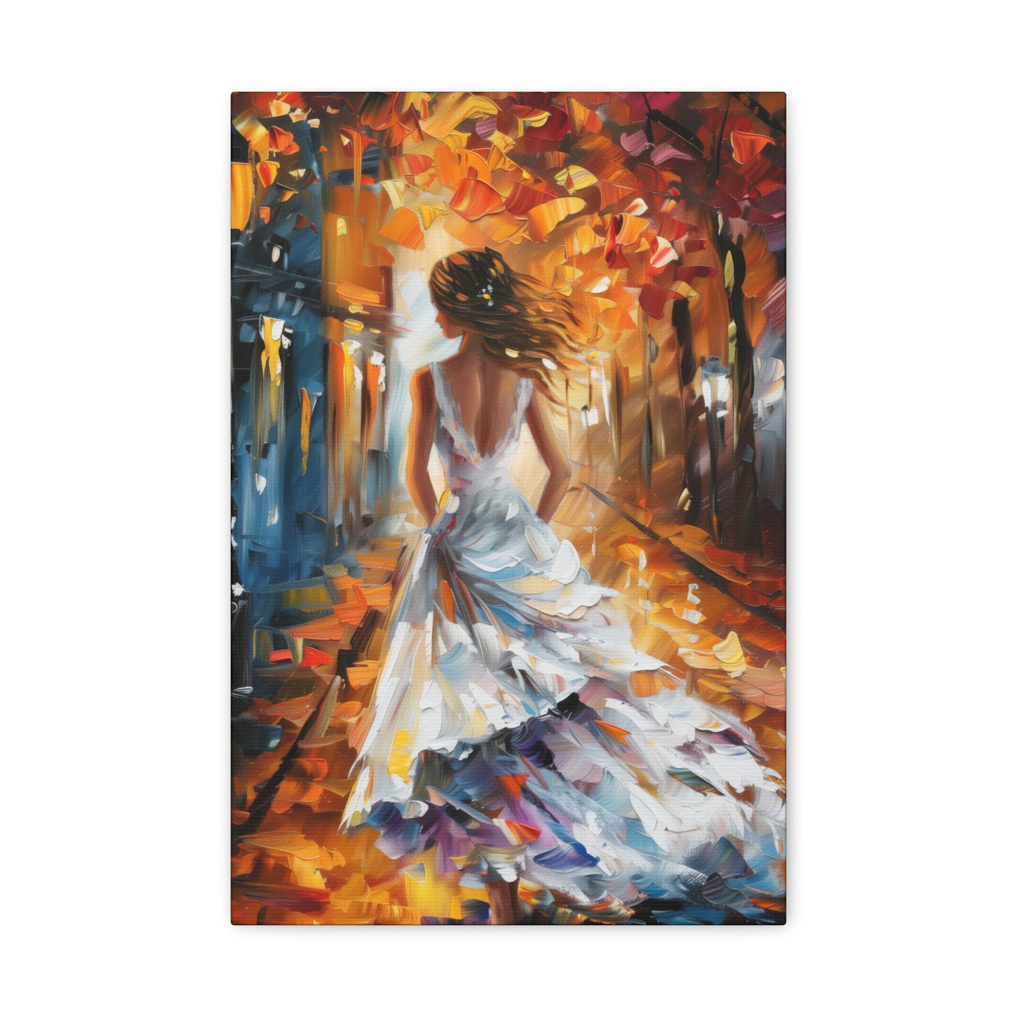 bride walking in street - Leonid Afremov Style Digital Print Canvas Gallery Wraps