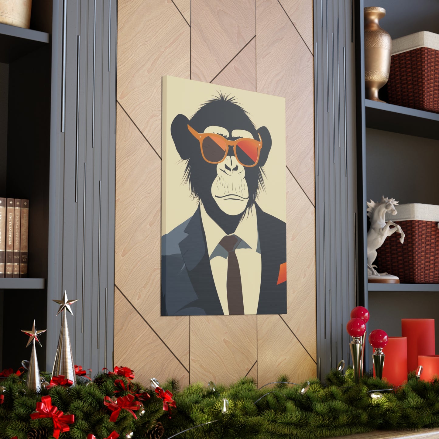 Ape Wearing Suite and Sunglasses Digital Illustration Canvas Gallery Wraps