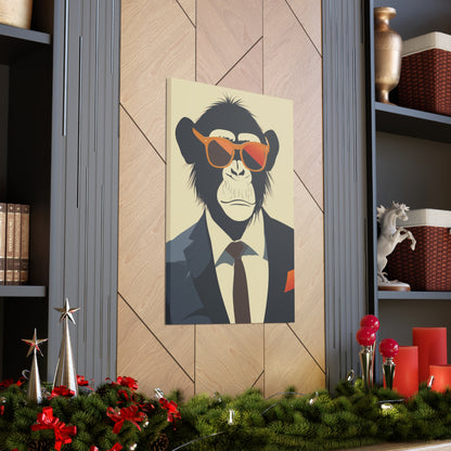 Ape Wearing Suite and Sunglasses Digital Illustration Canvas Gallery Wraps