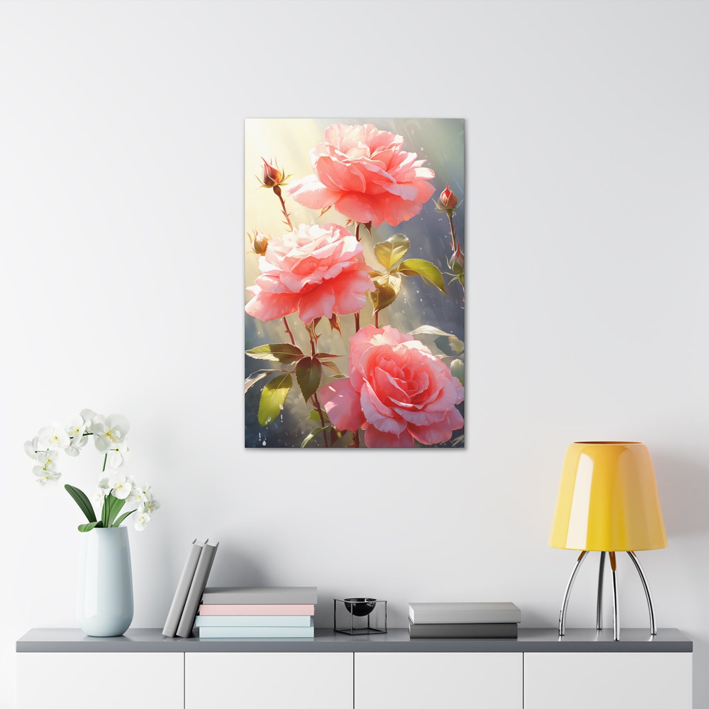 Rose Flowers - Watercolor Painting Digital Illustration Canvas Gallery Wraps