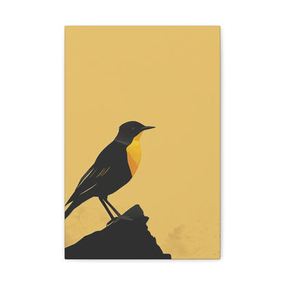 Bird Sitting on a Rock Digital Illustration Canvas Gallery Wraps