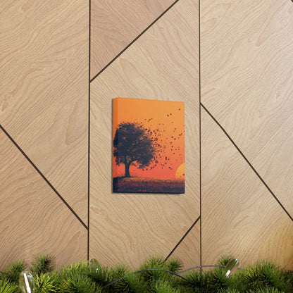 Tree in a Golden Sunset Digital Illustration Canvas Gallery Wraps