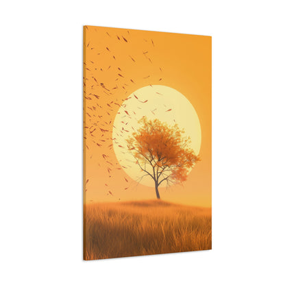 Tree in a Golden Sunset Digital Illustration Canvas Gallery Wraps